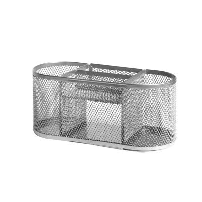 Stationery base Forofis oval, silver metal mesh