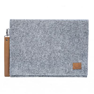 Bag BERG for documents or laptop 13" slim, wrist strap, felt, grey, Nordhale