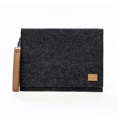 Bag BERG for documents or laptop 13" slim, wrist strap, felt, black, Nordhale