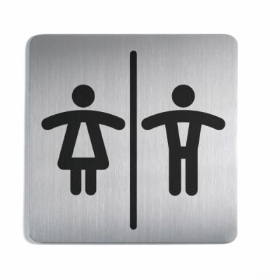 "Door sign Picto ""Women / Men"", 150 x 150 mm, brushed stainless steel, Durable"