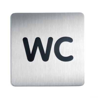"Door sign Picto ""WC"", 150 x 150 mm, brushed stainless steel, Durable"