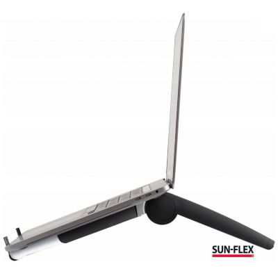 Sülearvuti/tahvelarvuti alus SUN-FLEX GravityStand 100122, reguleeritav, kokkupandav, kaal 250gr/ metall, must+hõbe värv
