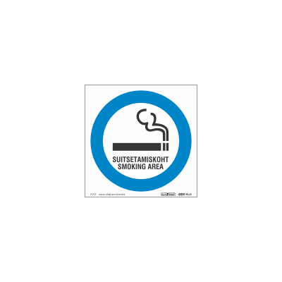 Safety area - Smoking area, Sticker 15x15cm blue