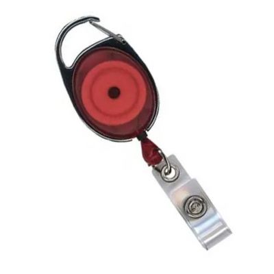 Card holder with YOYO carabiner, Clip transparent red