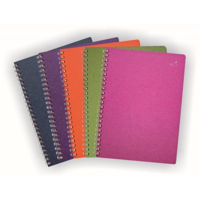 Notebook A5 75 sheets, squared, register, recycled paper, spiral, cardboard covers assorted, SMLT