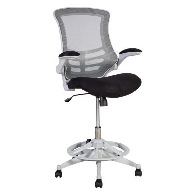 Office chair high TRIBECCA 27937 gray mesh back, reg. footrest, seat height 56-76cm, armrests that can be turned up /max 110kg/black seat+h.gray