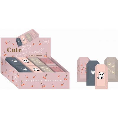 Eraser trapezoidal Cute Girl, assortment of 4 different colors, Interdruk