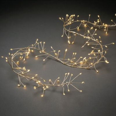 Light chain with 360 amber MicroLED light, 7.7m long, multifunctional, silver cable, transformer IP44 / outdoor and indoor