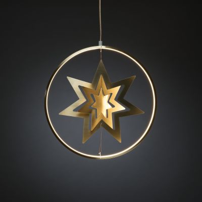 Hanging decoration GOLDEN STAR, D-36cm 132 wwLED with light circle, golden cable 5m, transformer + dimmer / metal