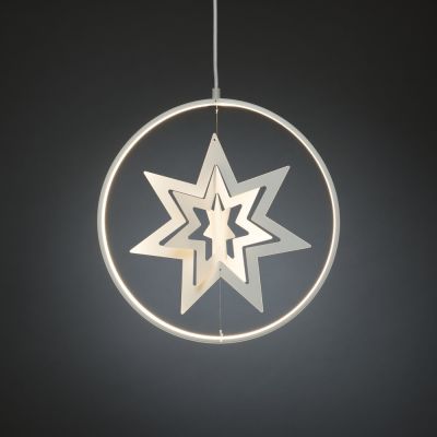 Hanging decoration WHITE STAR, D-36cm 132 wwLED with light circle, white cable 5m, transformer + dimmer / metal