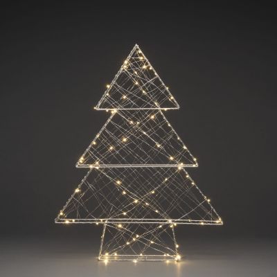 SILVER WIRE CHRISTMAS TREE, K-60cmx L-47cm, 100ww microLED light, 5.0m silver cable, IP20 / indoor