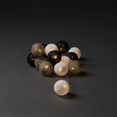 Light chain, 16 white / gray / black balls D-6cm, wwLED with light 300cm