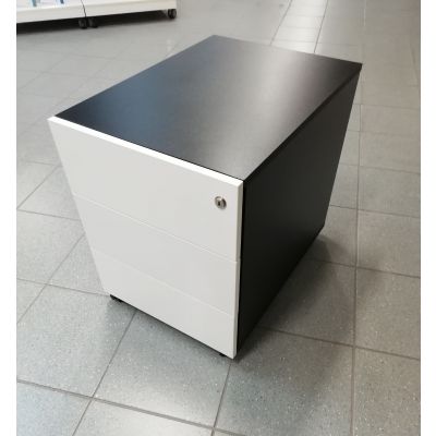 PIANO Sahtliboks PASBR43 3 sahtliga, ratastel L-426xK-544xS-600mm, lukustatav (lihtlukk) / tumehall korpus+valge fassaad