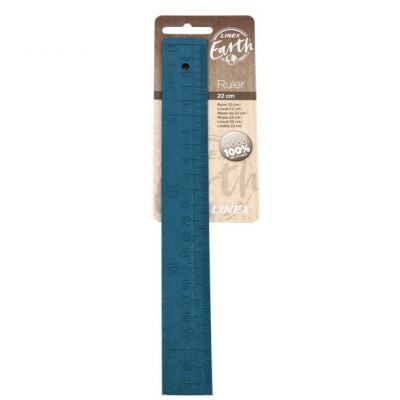 Ruler Linex Earth, 22 cm, blue, recycled wood