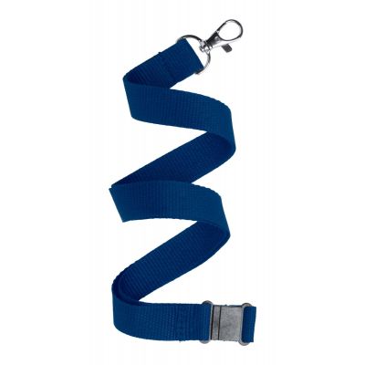 Lanyard KAPPIN 20x500mm with carabiner and safety buckle, dark blue