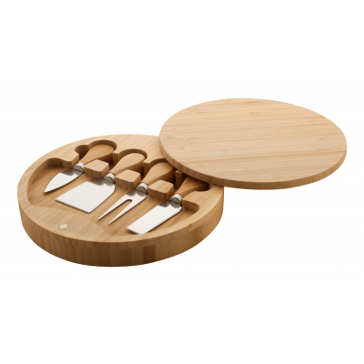 Cheese cutting board ABBAMAR with knives, bamboo and stainless steel