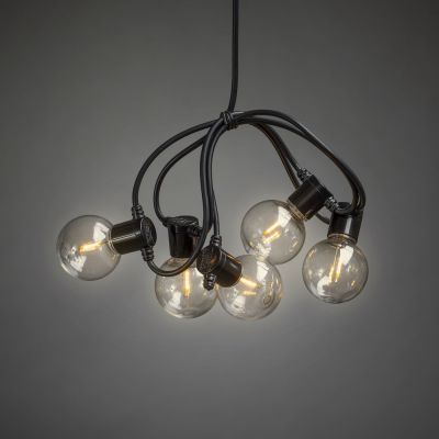 Light set 10 amber LED bulbs E14, 225 cm with bulbs + 300 cm black cable, 6H timer, add batteries 4xAA / outdoor and indoor