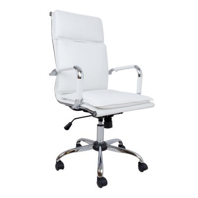 Office chair ULTRA high backrest 27519 max100kg / white imitation leather + chrome. construc.