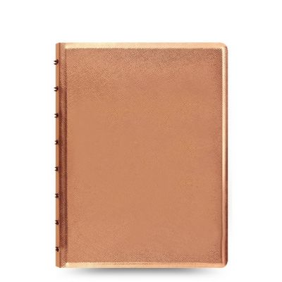 Kaustik Filofax A5 Saffiano Metallic roosa kuld spiraalköide, jooneline