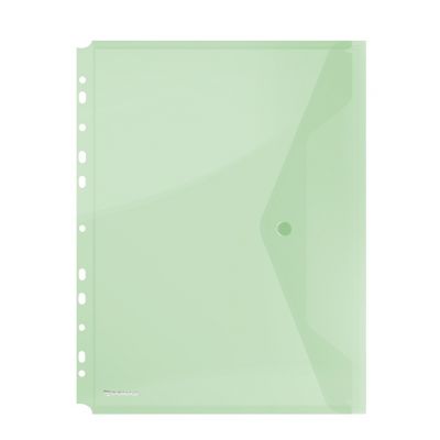 Envelope Wallet DONAU press stud, PP, A4, 200 micron, perforated, green