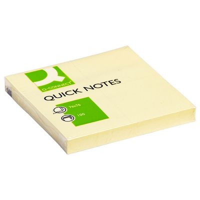 Self-adhesive Pad Q-CONNECT, 76x76mm, 1x100 sheets, light yellow