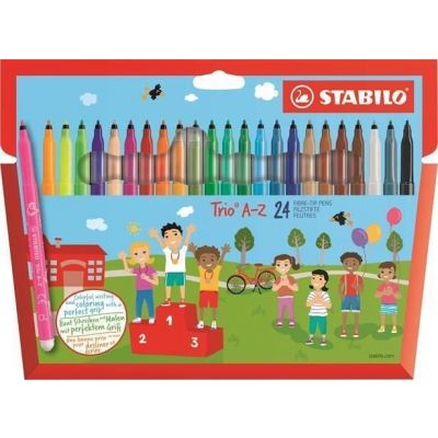 Felt-tip pens Stabilo Trio A-Z, wallet of 24