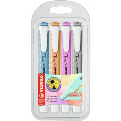 Highlighter 1-4mm, pastel 4 colors / set Stabilo SWING cool 275 / 4-08-2