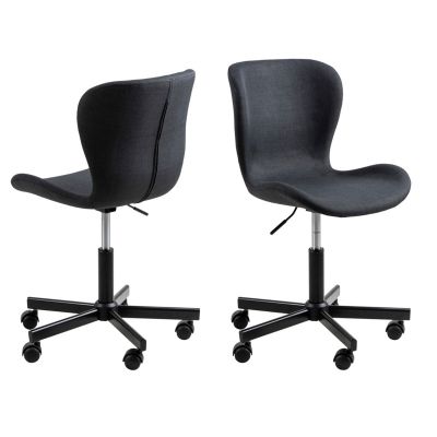 Task chair BATILDA AC99763, seat height 44.5-51.5cm, seat L-48cm/ gray fabric Monza anthracite 130, black footrest