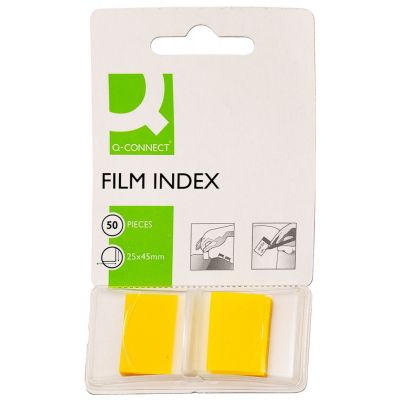 Filing Index Tabs Q-CONNECT, PP, 25x45mm, 50 sheets, yellow