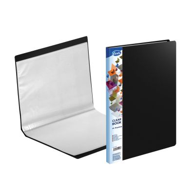 Transparent book A4 cover w/10 transp.pockets (black) PVC Forofis
