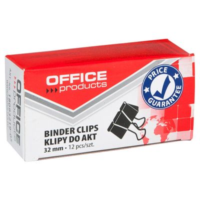 Paberiklamber 32mm, 12tk/pk, must, Office Products
