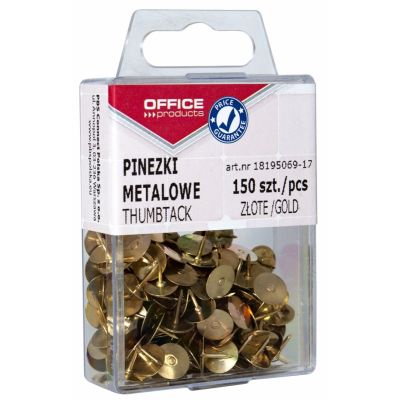 Drawing pins (thumb tacks), OFFICE PRODUCTS, in a box, 150 pcs, golden