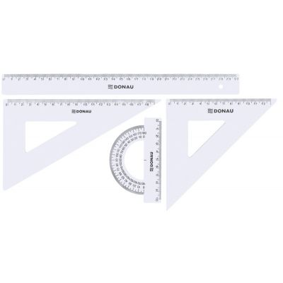 School set: 30cm ruler, 2 triangle rulers, protractor