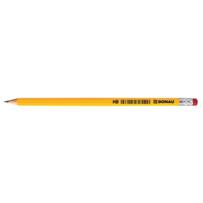 Eraser-tipped Pencil DONAU, HB, lacquered, yellow