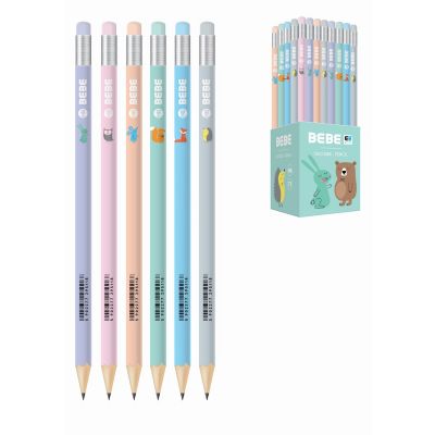 Graphite pencil with eraser BEBE Kids Pastel HB, assortment, Interdruk