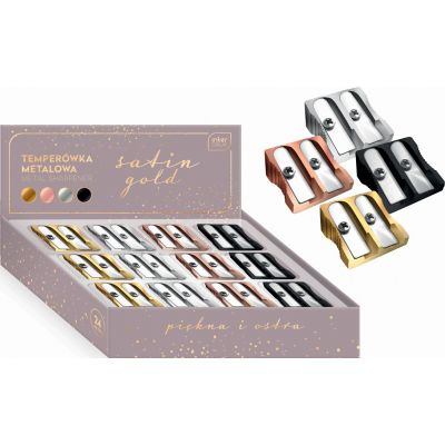 Pencil sharpener metal with two holes Satin Gold, assortment, Interdruk