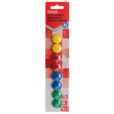 Display Magnets OFFICE PRODUCTS, round, diameter 20mm, 8pcs, assorted colors