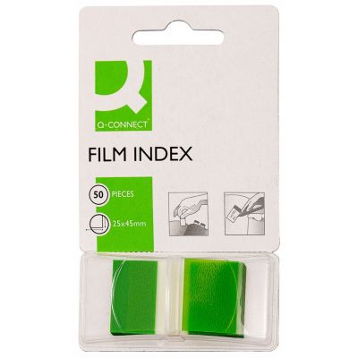 Filing Index Tabs Q-CONNECT, PP, 25x44mm, 50 sheets, green