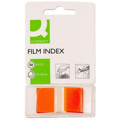 Filing Index Tabs Q-CONNECT, PP, 25x44mm, 50 sheets, orange