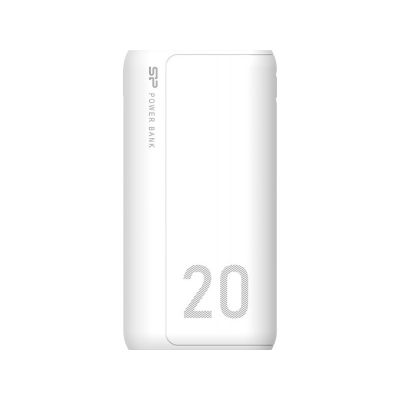Akupank Silicon Power GS15 20000mAh, valge, 2 × USB väljund, microUSB ja USB-C sisend, USB-C laadimiskaabel, LED indikaator