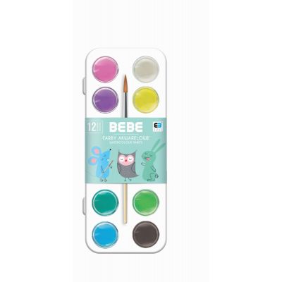 Watercolor paints BEBE Kids 12colors +brush Interdruk