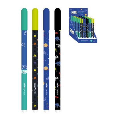 Ink pen Game Over erasable, blue, assortment Interdruk