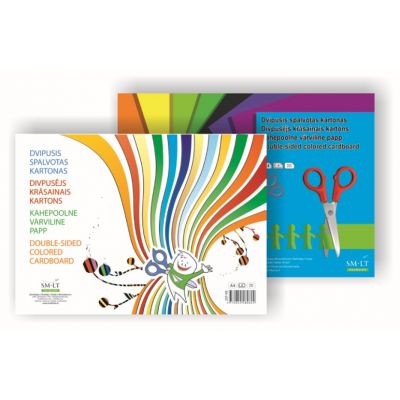 Double sided colored cardboard  A4, 8 sheets, 8 different colors (190gsm)