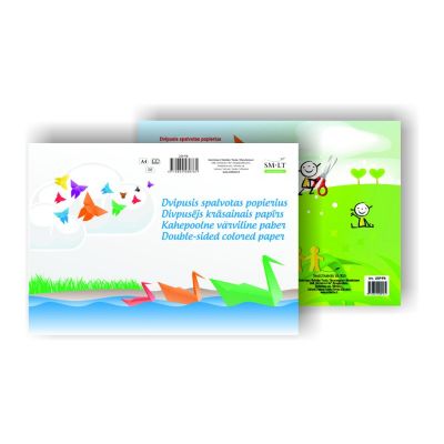Double sided colored cardboard A4, 8 sheets, 8 different colors (80gsm), glued on one side