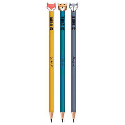 Graphite pencil BEBE Friends B HB, assortment, Interdruk