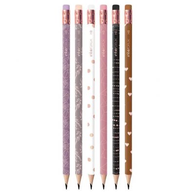 Graphite pencil with eraser Rose Gold HB, assortment, Interdruk