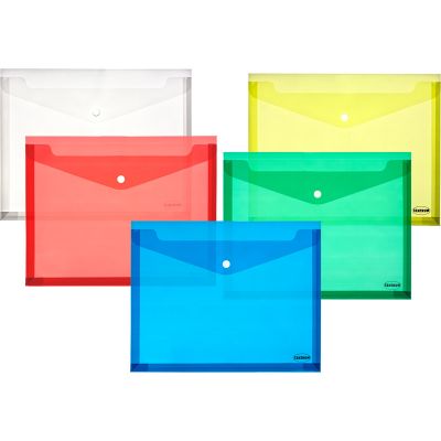 Envelope plastic A4 with button 0.18mm assorted PP, Centrum