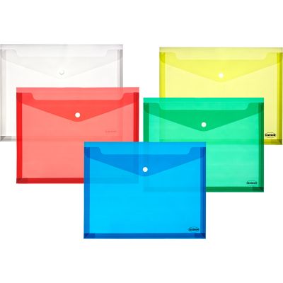 Envelope plastic A4 with button 0.18mm assorted PP, Centrum