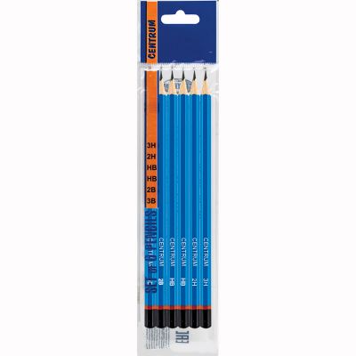 Set of 6 pencils 3H,2H,HB,HB,2B,3B, Centrum