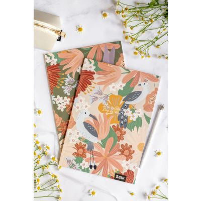Folder A5 40 sheets 5x5 square and lined Jungle&Birdies (2 pcs)
